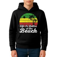 Life Is Better At The Beach Vintage Palm Tree Beach Vacation Kids Hoodie