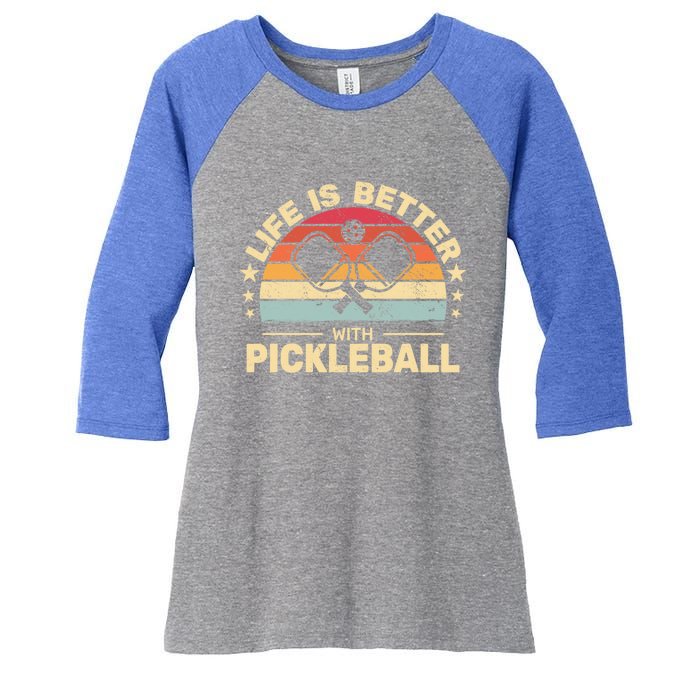 Life Is Better With Pickleball Vintage Funny Gift Women's Tri-Blend 3/4-Sleeve Raglan Shirt