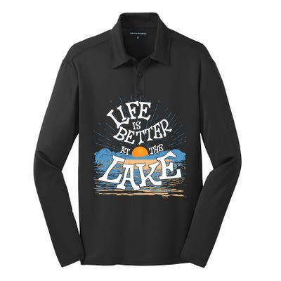 Life Is Better At The Lake House Summer Tops Decor Gift Silk Touch Performance Long Sleeve Polo