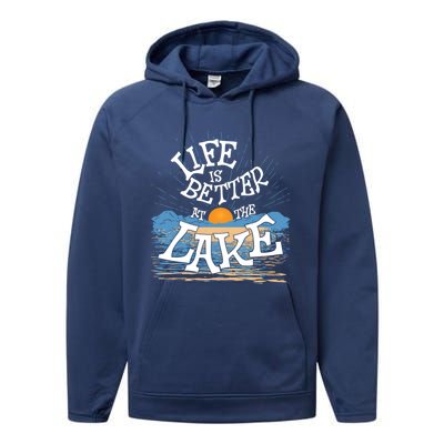 Life Is Better At The Lake House Summer Tops Decor Gift Performance Fleece Hoodie