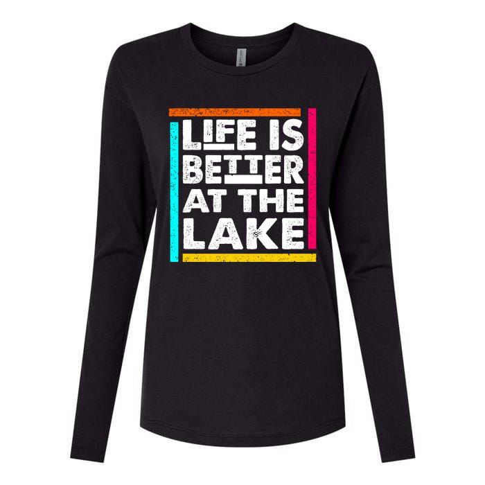 Life Is Better At The Lake Funny Camping Fishing Womens Cotton Relaxed Long Sleeve T-Shirt