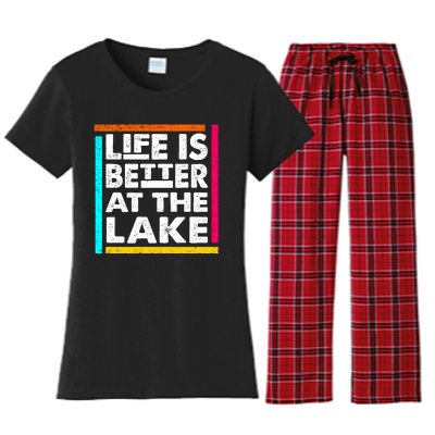 Life Is Better At The Lake Funny Camping Fishing Women's Flannel Pajama Set