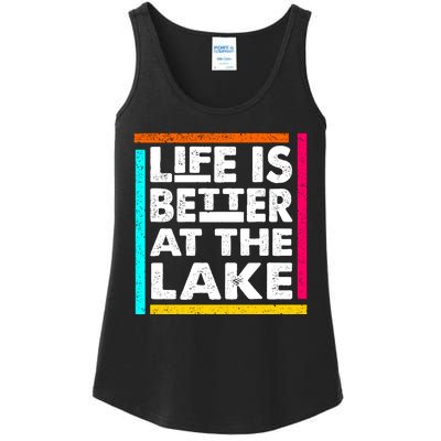 Life Is Better At The Lake Funny Camping Fishing Ladies Essential Tank