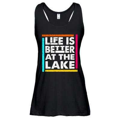 Life Is Better At The Lake Funny Camping Fishing Ladies Essential Flowy Tank