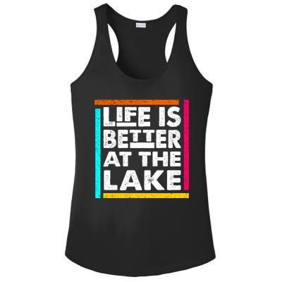 Life Is Better At The Lake Funny Camping Fishing Ladies PosiCharge Competitor Racerback Tank