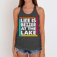 Life Is Better At The Lake Funny Camping Fishing Women's Knotted Racerback Tank