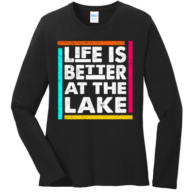 Life Is Better At The Lake Funny Camping Fishing Ladies Long Sleeve Shirt