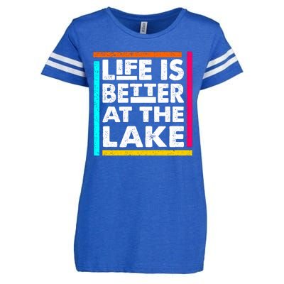 Life Is Better At The Lake Funny Camping Fishing Enza Ladies Jersey Football T-Shirt