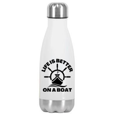 Life Is Better On A Boat Boating Cool Gift Stainless Steel Insulated Water Bottle