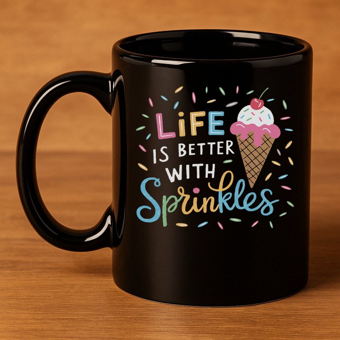 Life Is Better With Sprinkles Ice Cream Sweet Treats 11oz C Handle Ceramic Mug