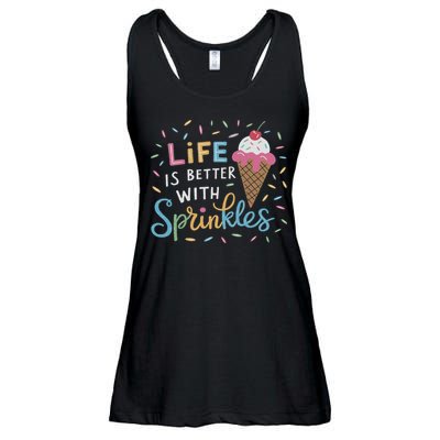 Life Is Better With Sprinkles Ice Cream Sweet Treats Ladies Essential Flowy Tank