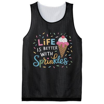 Life Is Better With Sprinkles Ice Cream Sweet Treats Mesh Reversible Basketball Jersey Tank