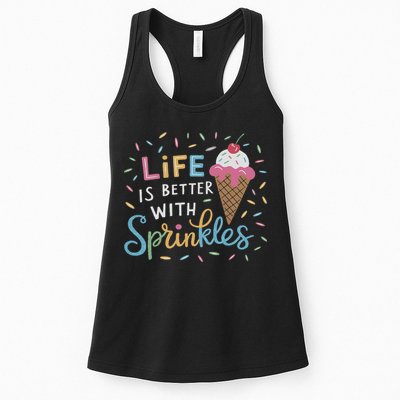 Life Is Better With Sprinkles Ice Cream Sweet Treats Womens Tank Top