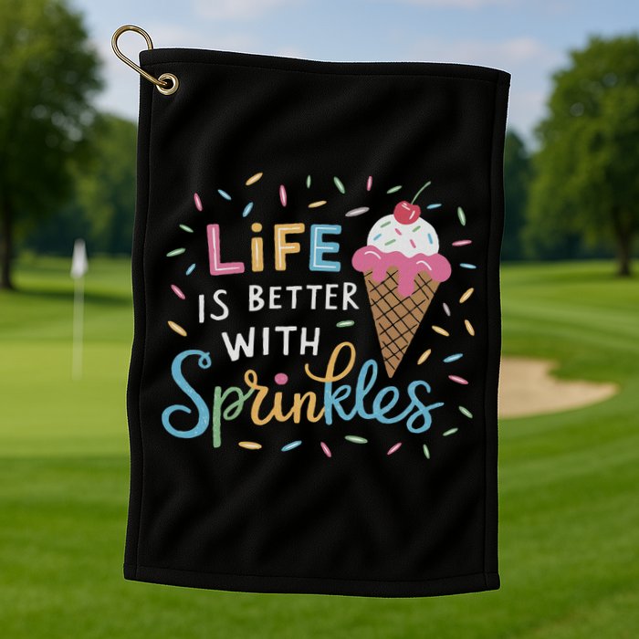 Life Is Better With Sprinkles Ice Cream Sweet Treats Golf Towel