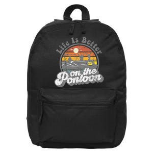 Life Is Better On The Pontoon Boat Funny Boating Lake Gift 16 in Basic Backpack