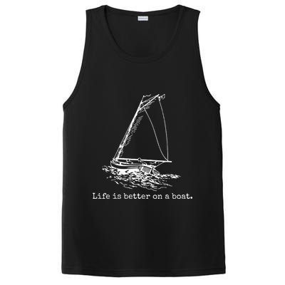 Life Is Better On A Boat Sailboat Sketch Cool Sailing Gifts PosiCharge Competitor Tank
