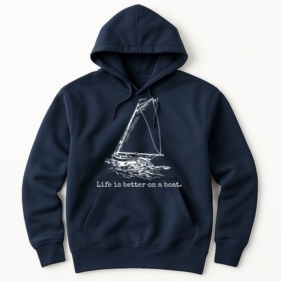 Life Is Better On A Boat Sailboat Sketch Cool Sailing Gifts Hoodie