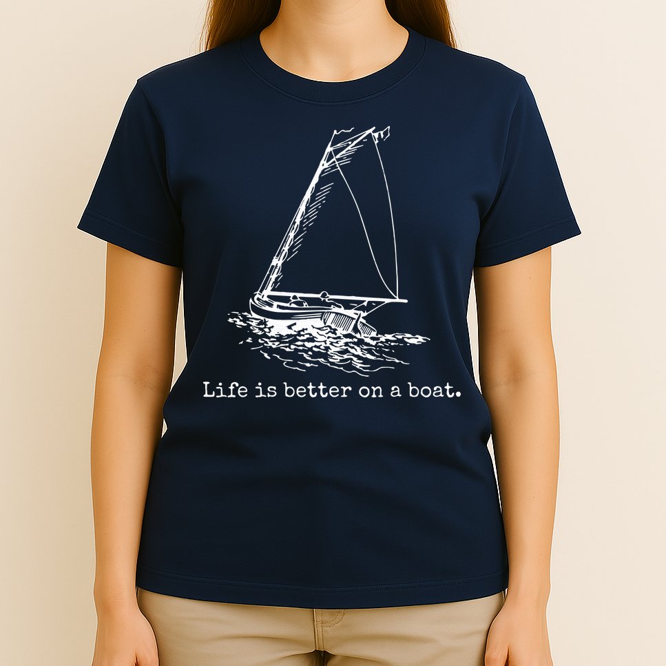 Life Is Better On A Boat Sailboat Sketch Cool Sailing Gifts T-Shirt