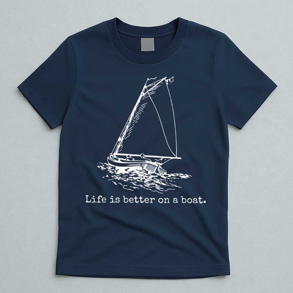 Life Is Better On A Boat Sailboat Sketch Cool Sailing Gifts T-Shirt