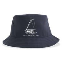 Life Is Better On A Boat Sailboat Sketch Cool Sailing Gifts Sustainable Bucket Hat