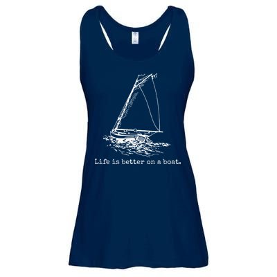 Life Is Better On A Boat Sailboat Sketch Cool Sailing Gifts Ladies Essential Flowy Tank