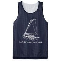 Life Is Better On A Boat Sailboat Sketch Cool Sailing Gifts Mesh Reversible Basketball Jersey Tank