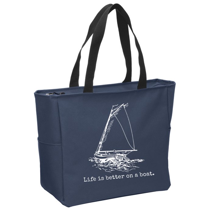 Life Is Better On A Boat Sailboat Sketch Cool Sailing Gifts Zip Tote Bag