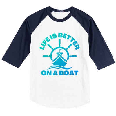 Life Is Better On A Boat Boating Cool Gift Baseball Sleeve Shirt