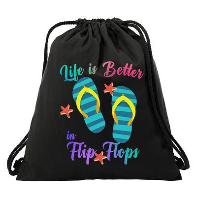 Life Is Better In Flip Flops Summer Beach Garment Drawstring Bag