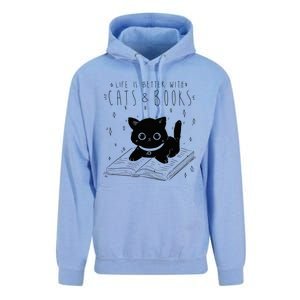 Life is better with Cats & Books Lover Book Nerd Librarian Unisex Surf Hoodie