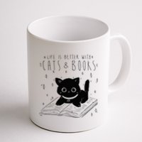 Life is better with Cats & Books Lover Book Nerd Librarian Coffee Mug