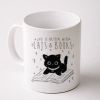 Life is better with Cats & Books Lover Book Nerd Librarian Coffee Mug