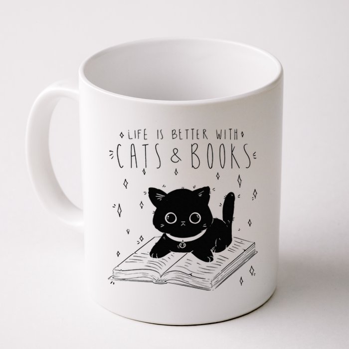 Life is better with Cats & Books Lover Book Nerd Librarian Coffee Mug