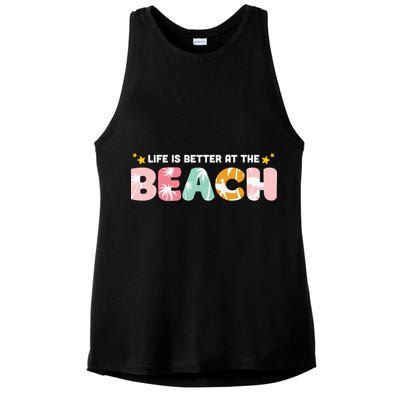 Life Is Better At The Beach Summer Tropical Ladies PosiCharge Tri-Blend Wicking Tank