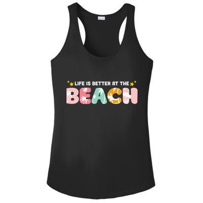 Life Is Better At The Beach Summer Tropical Ladies PosiCharge Competitor Racerback Tank