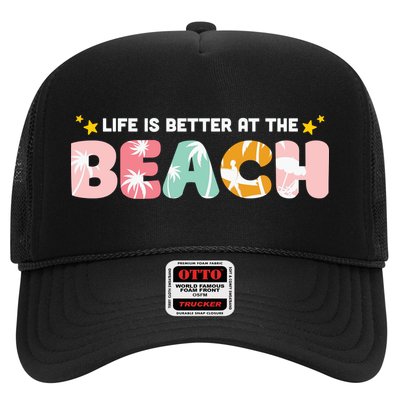Life Is Better At The Beach Summer Tropical Trucker Hat