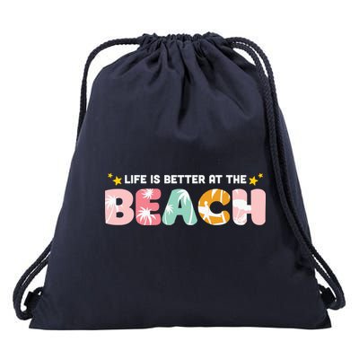 Life Is Better At The Beach Summer Tropical Drawstring Bag