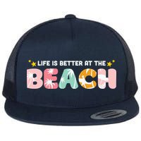 Life Is Better At The Beach Summer Tropical Flat Bill Trucker Hat