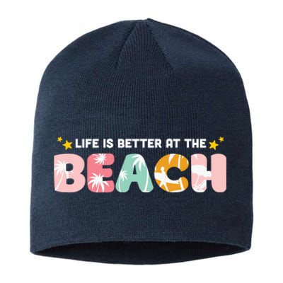 Life Is Better At The Beach Summer Tropical Sustainable Beanie