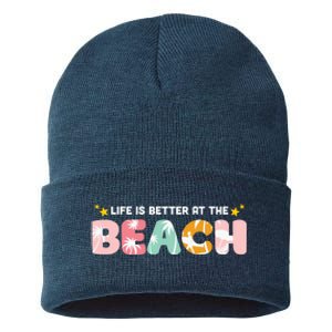 Life Is Better At The Beach Summer Tropical Sustainable Knit Beanie