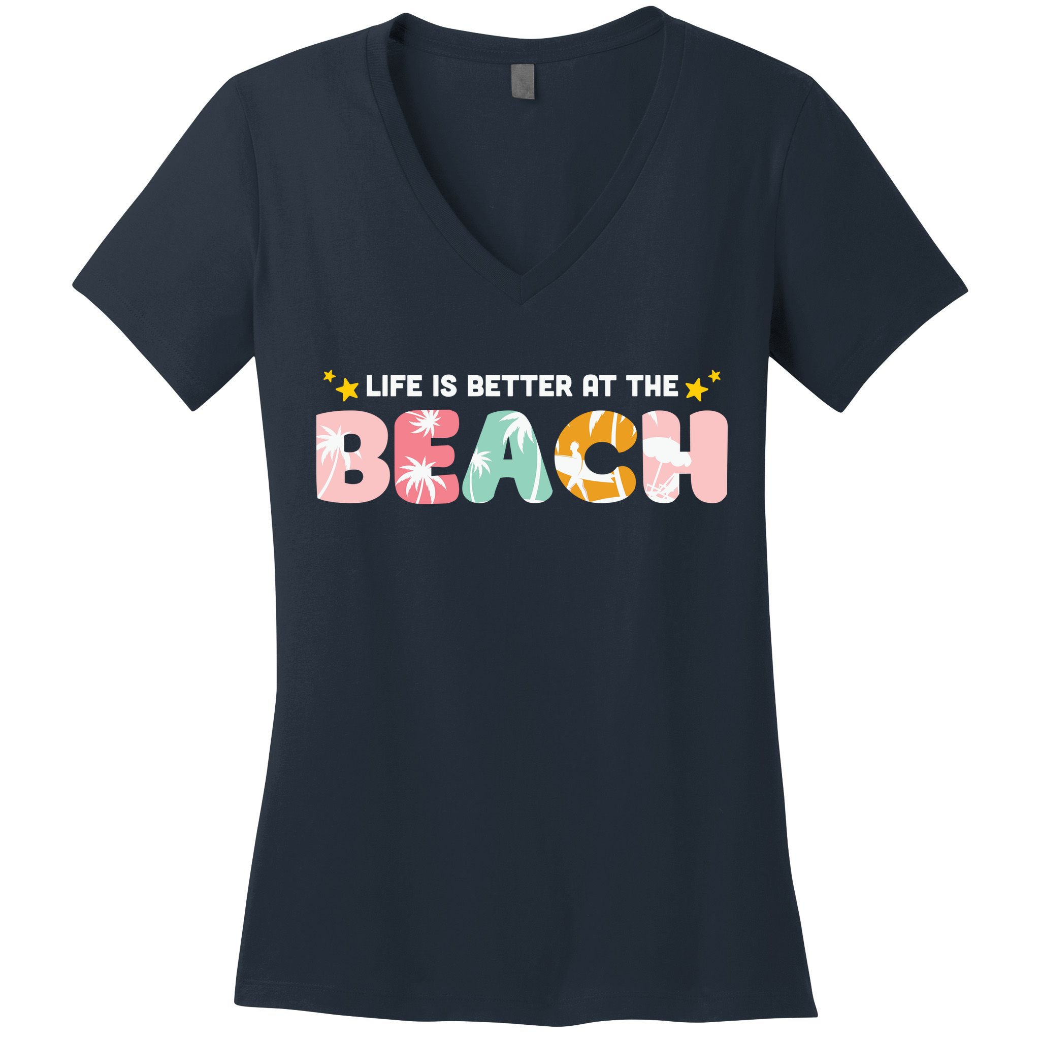 Life Is Better At The Beach Summer Tropical Women's V-Neck T-Shirt