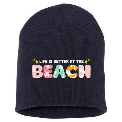 Life Is Better At The Beach Summer Tropical Short Acrylic Beanie