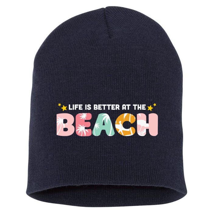 Life Is Better At The Beach Summer Tropical Short Acrylic Beanie
