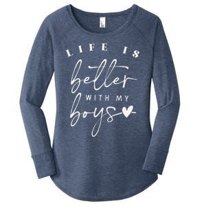 Life Is Better With My Boy Mom Boy Mama Mothers Day Women's Perfect Tri Tunic Long Sleeve Shirt