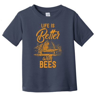 Life Is Better With Bees Animal Gift Idea Beekeeper Bee Toddler T-Shirt