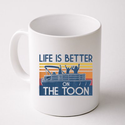 Life Is Better On The Toon Vintage Pontoon Boat Boating Gift Coffee Mug