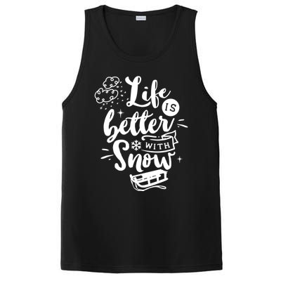 Life Is Better With Snow Sledding Funny Christmas Holiday Gift PosiCharge Competitor Tank