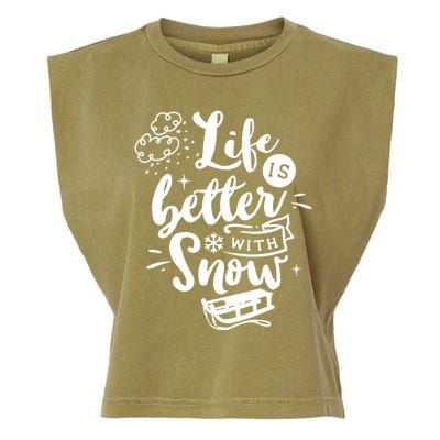 Life Is Better With Snow Sledding Funny Christmas Holiday Gift Garment-Dyed Women's Muscle Tee