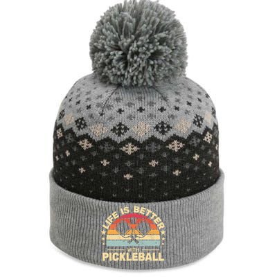 Life Is Better With Pickleball Vintage Funny Gift The Baniff Cuffed Pom Beanie