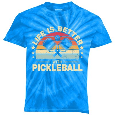 Life Is Better With Pickleball Vintage Funny Gift Kids Tie-Dye T-Shirt